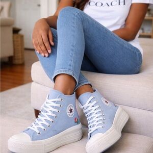 Converse Women's Light Blue Embroidered High-Tops